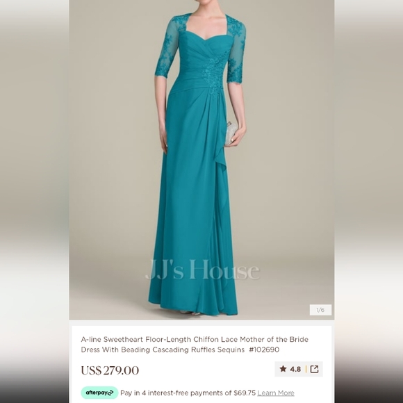 Aline gown with lace, sequins and cascading ruffles - Picture 3 of 11